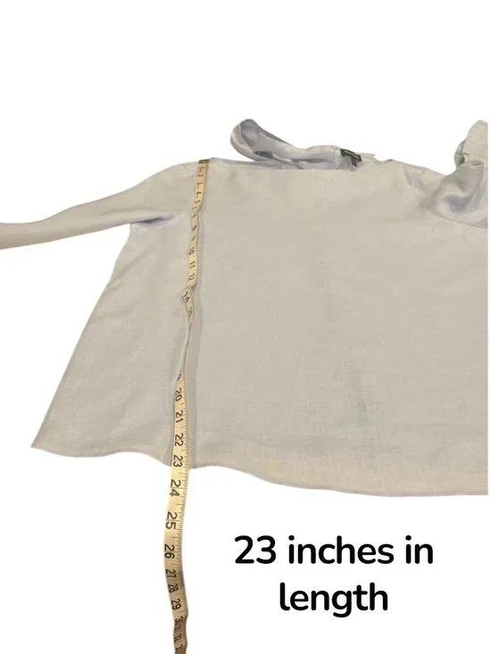 Massimo Dutti Linen Blend Blouse – Light Blue Minimalist Style - Picture 7 of 8